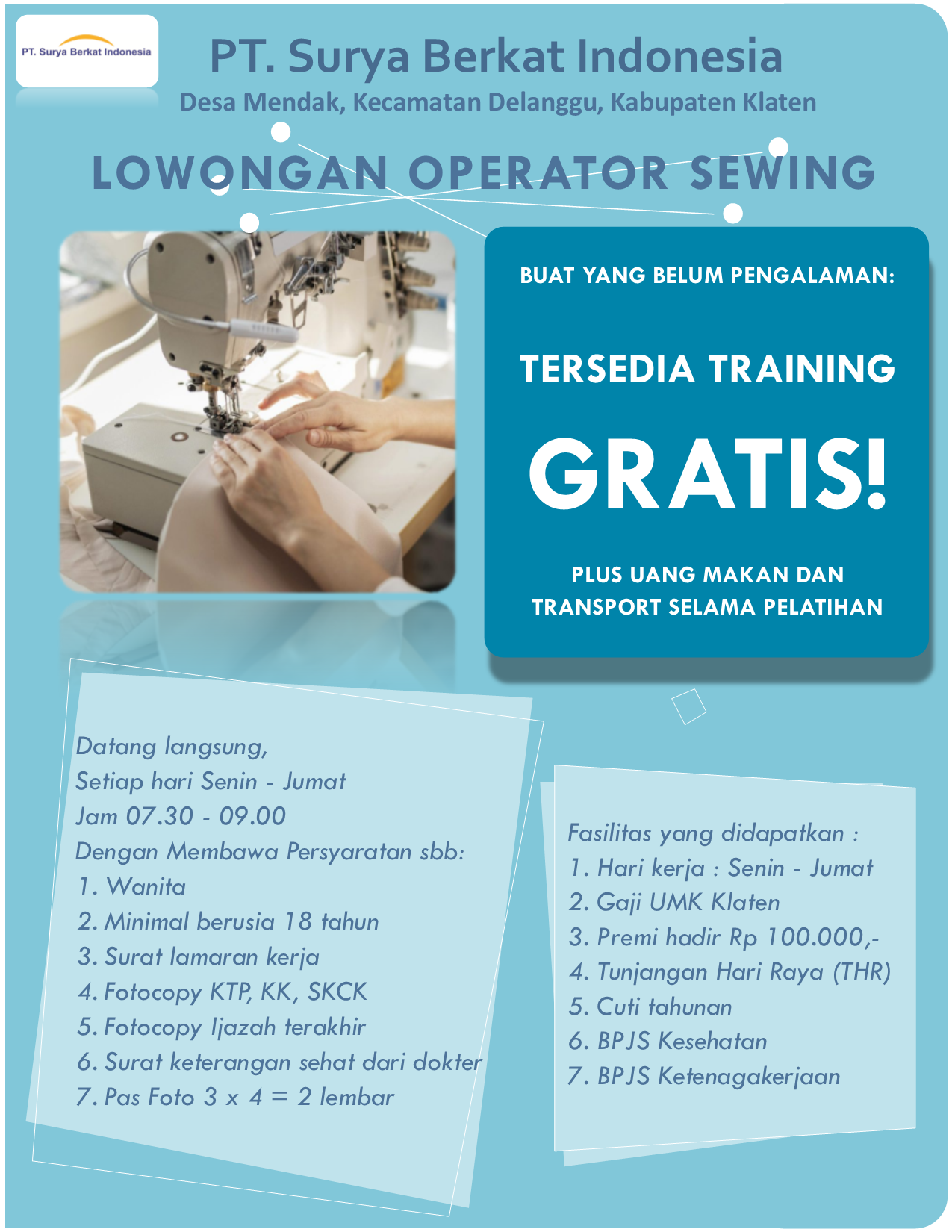 Lowongan Jahit Pengalaman & Non Pengalaman