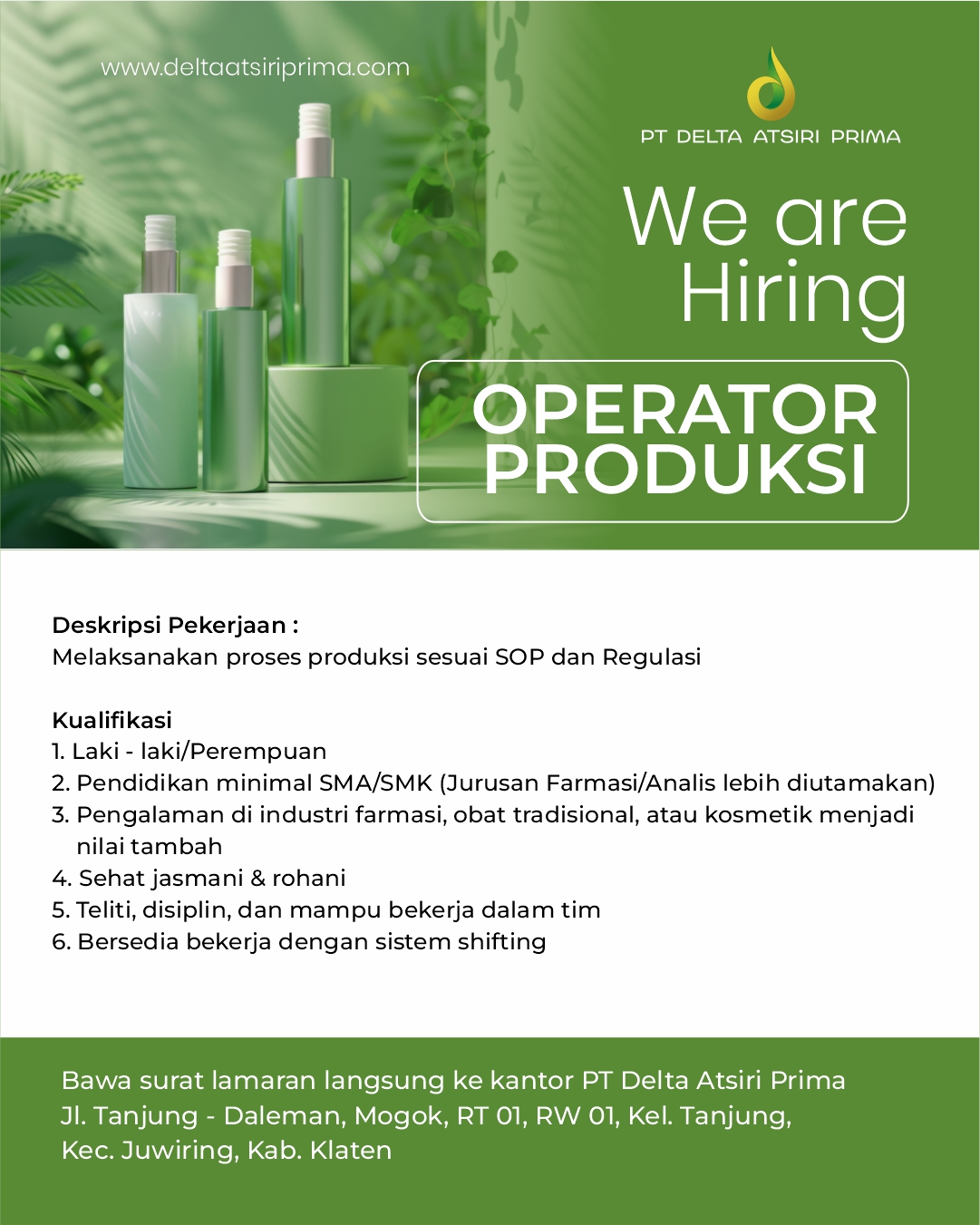 OPERATOR PRODUKSI (HARIAN)