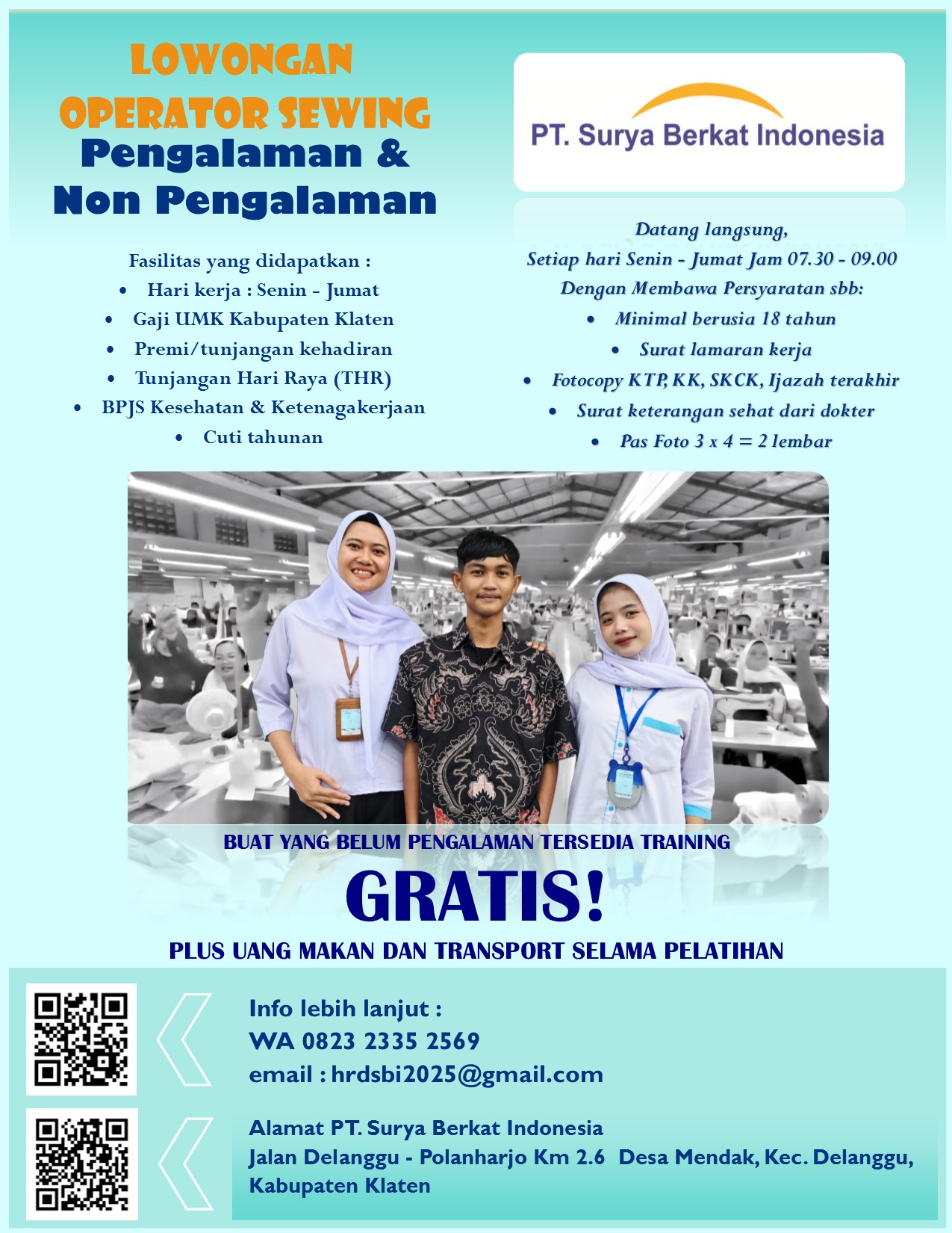 Lowongan Jahit Pengalaman & Non Pengalaman