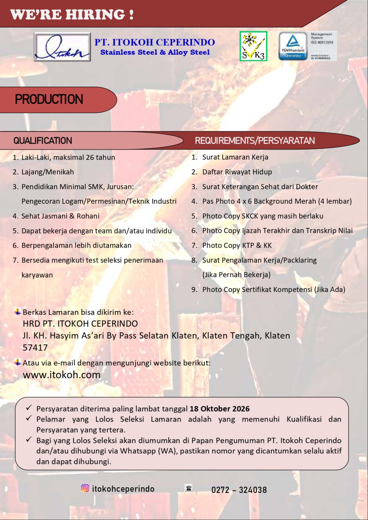 LOWONGAN KERJA PRODUKSI